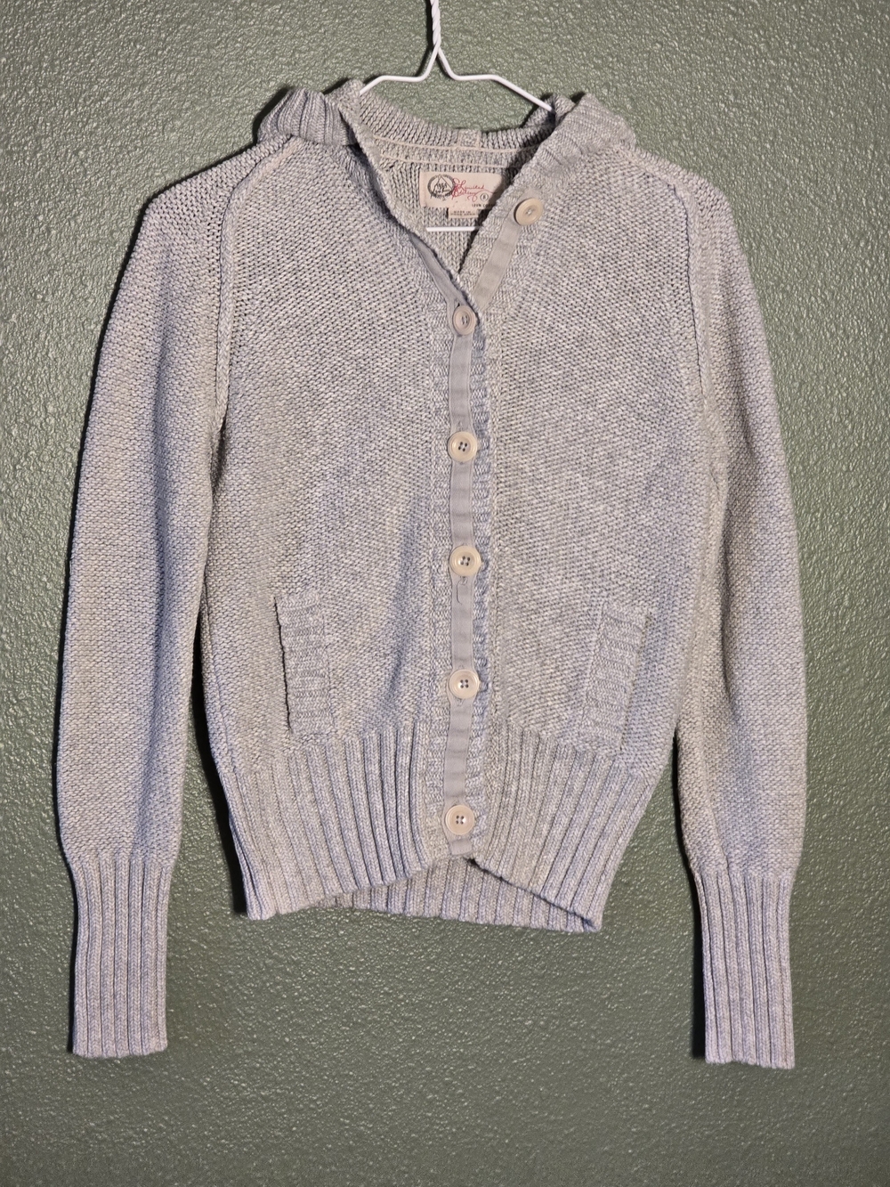 Vintage Y2K 1969 Limited Edition GAP Gray Hooded Button-Front Cardigan Sweater